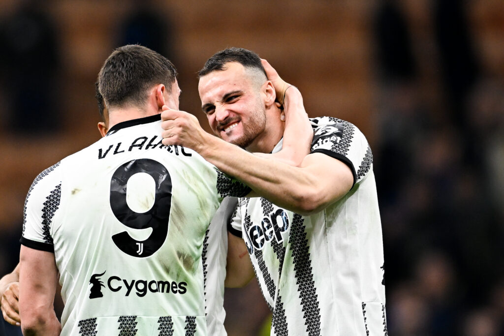 Gatti e Vlahovic esultano per la Juventus